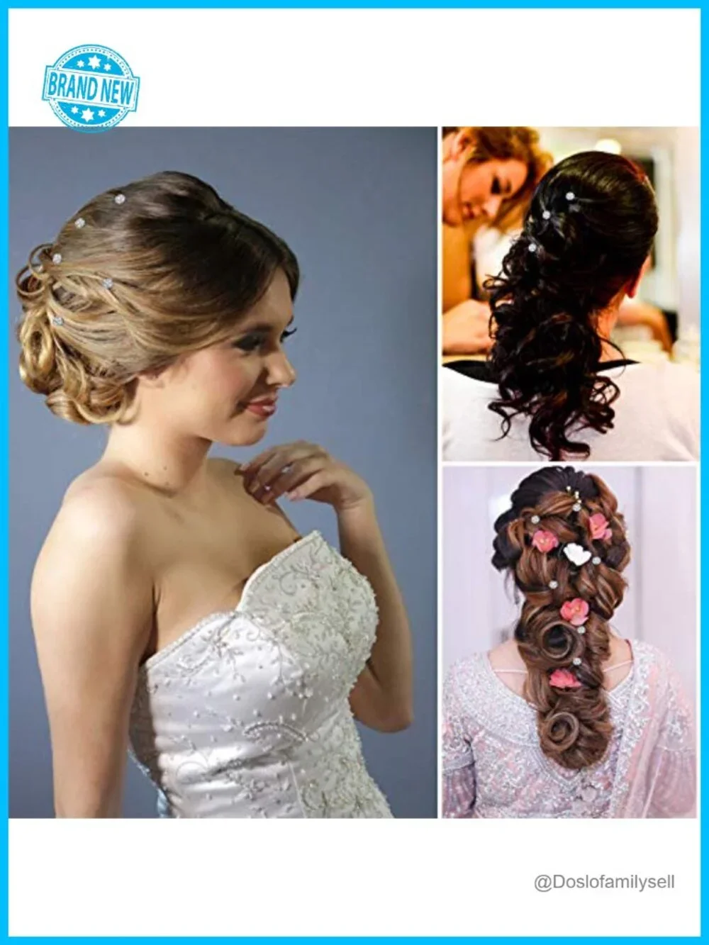 60pcs Clear Rhinestone Crystal Spiral Hair Pins Set - Wedding Prom Party Hair
